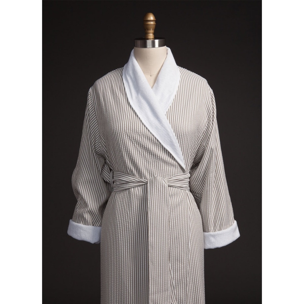 Frette Taupe Seersucker Robe